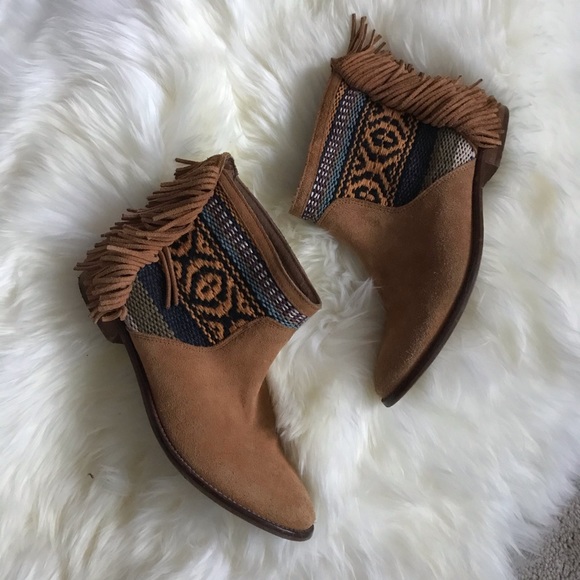 ZARA Trafaluc Bohemian Fringes Tribal Ankle Boots - Picture 4 of 8
